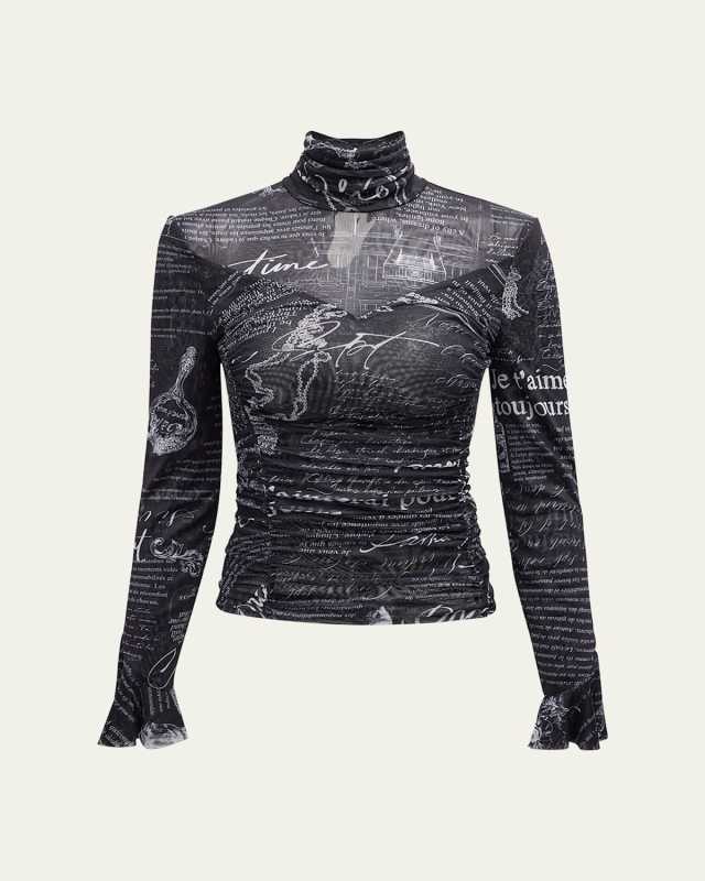 Lucy Turtleneck Shirred Illusion Top